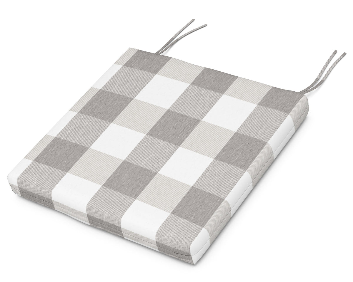 POLYWOOD Acadia Dining Side Seat Pad in Buffalo Plaid Grey Mist