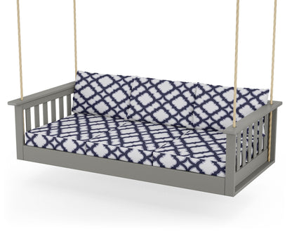 POLYWOOD Vineyard Daybed Swing in Slate Grey / Trellis Navy