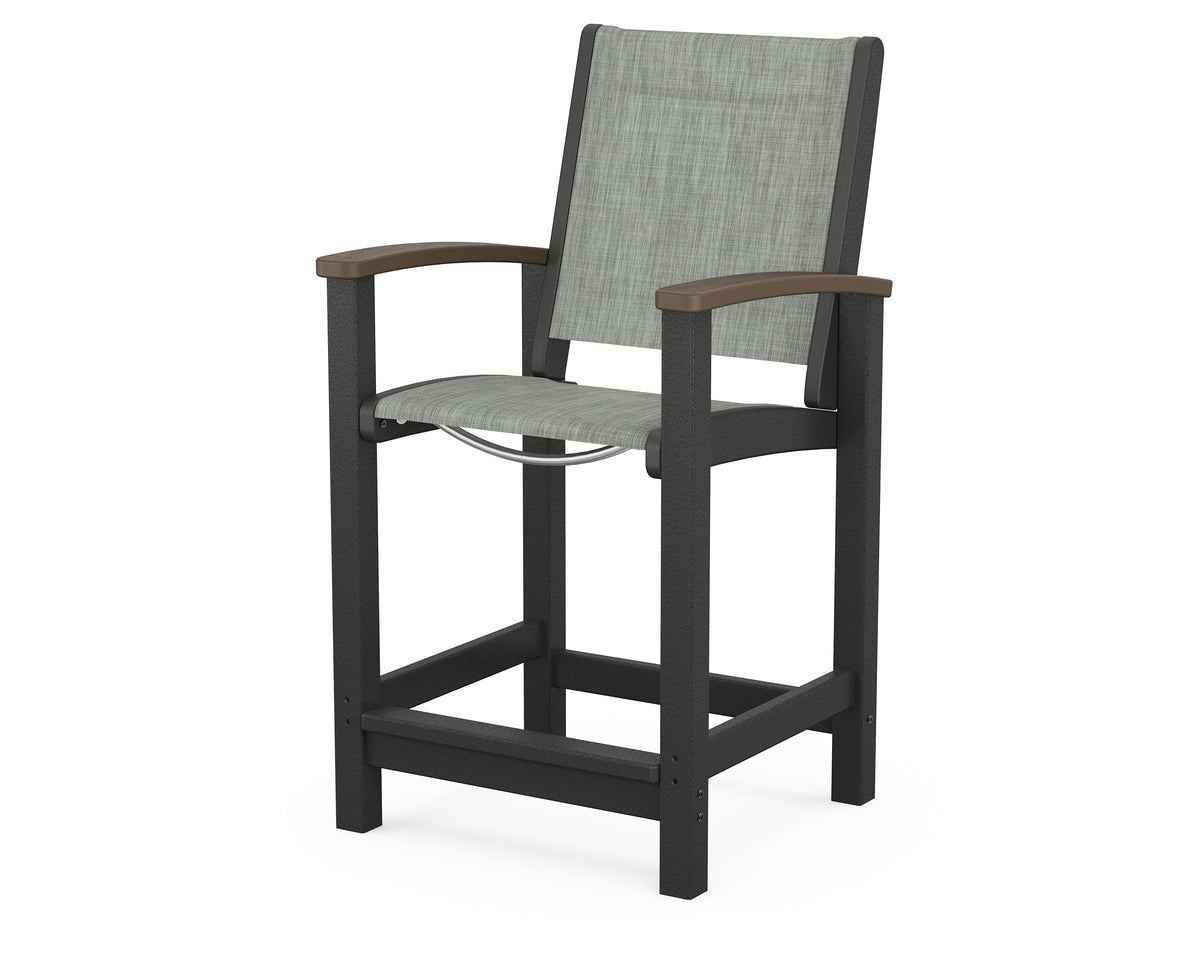 POLYWOOD Coastal Counter Chair in Black / Kona / Birch