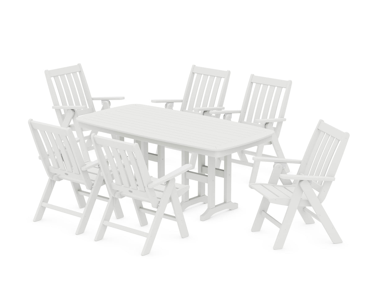 POLYWOOD Vineyard Folding Chair 7-Piece Dining Set in White