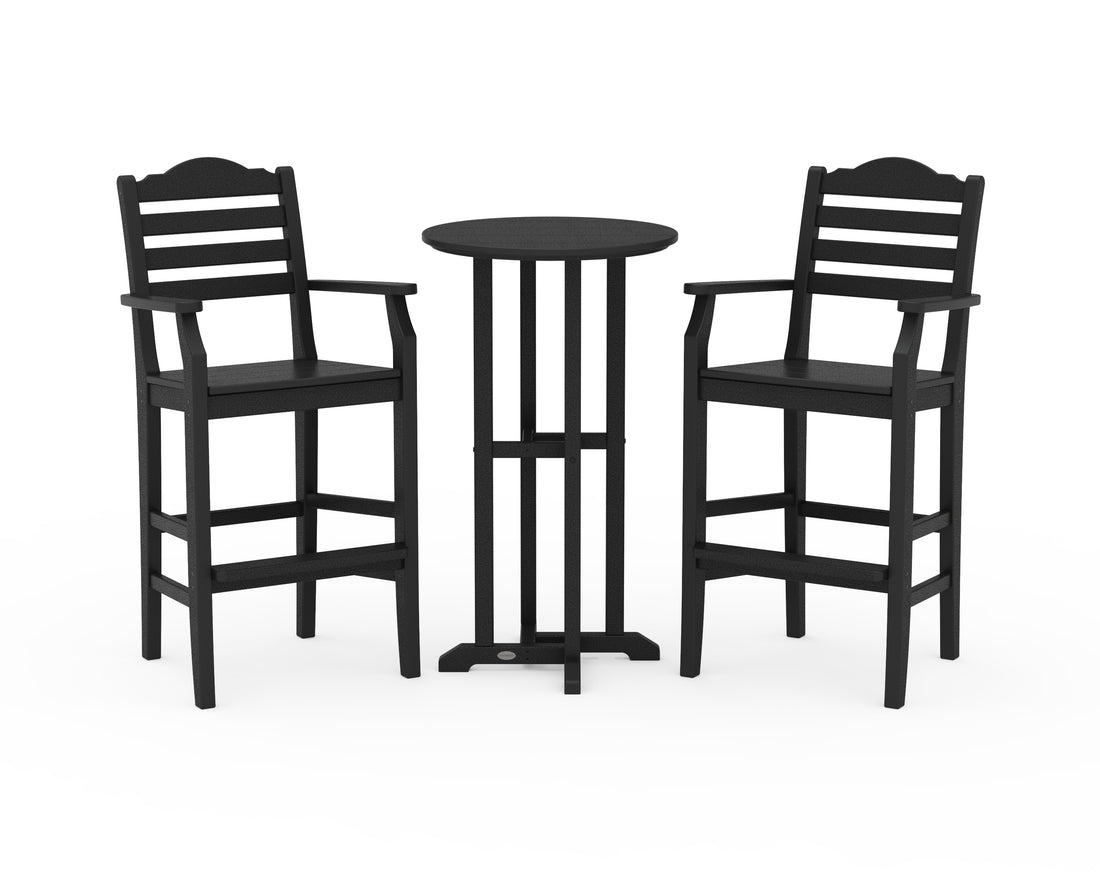 POLYWOOD Savannah 3-Piece Farmhouse Bar Set in Black