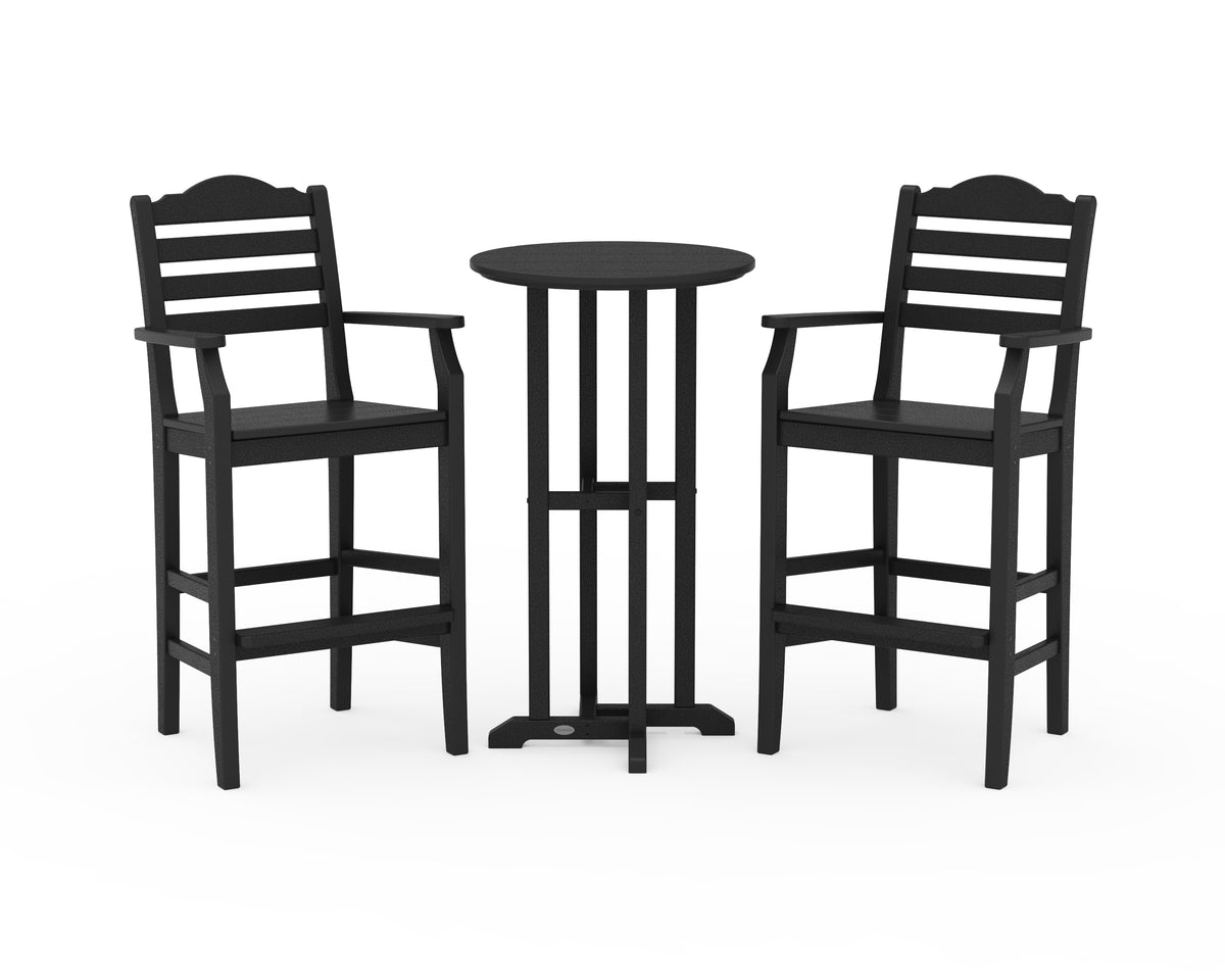 POLYWOOD Savannah 3-Piece Farmhouse Bar Set in Black