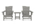 POLYWOOD Wave 3-Piece Adirondack Chair Set in Slate Grey