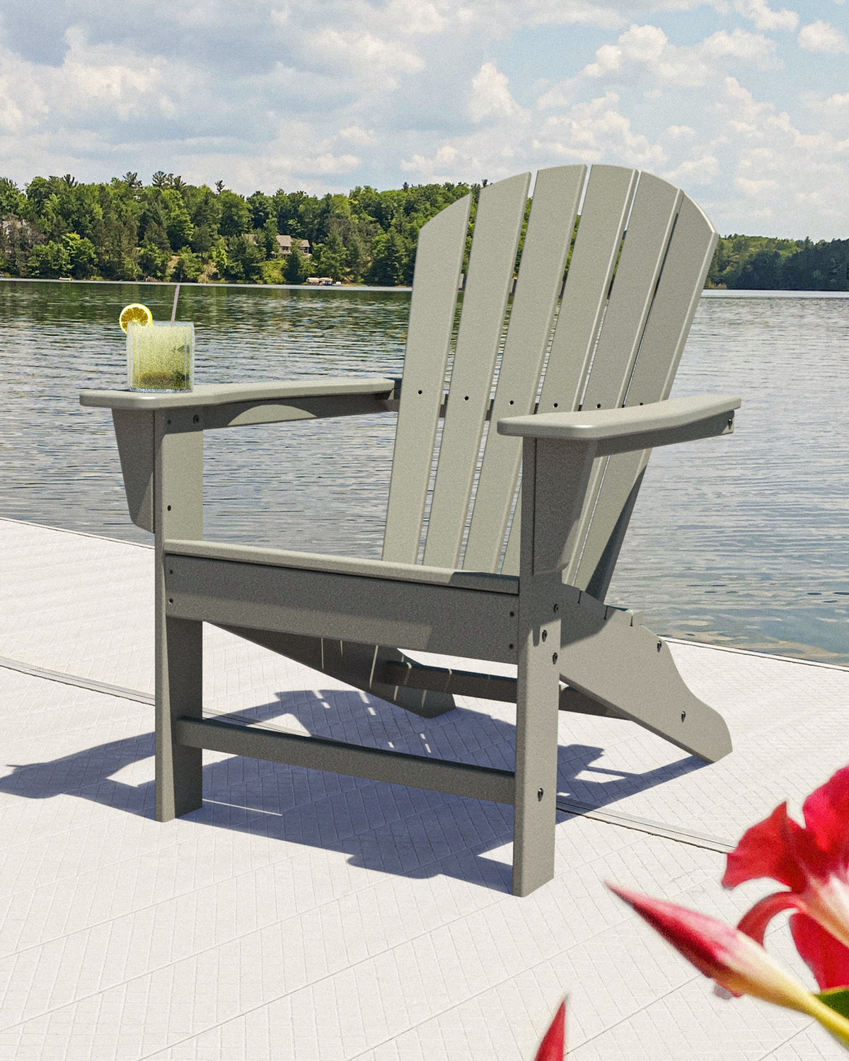 POLYWOOD South Beach Adirondack in Slate Grey in an outdoor setting