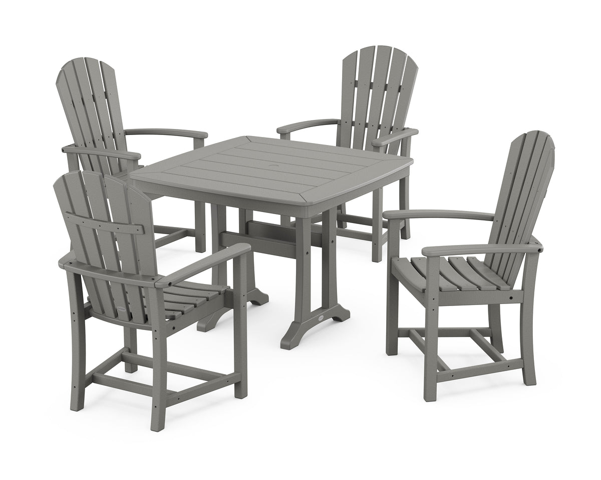 POLYWOOD Palm Coast 5-Piece Dining Set with Trestle Legs - 37" Table in Slate Grey