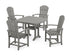 POLYWOOD Palm Coast 5-Piece Dining Set with Trestle Legs - 37" Table in Slate Grey