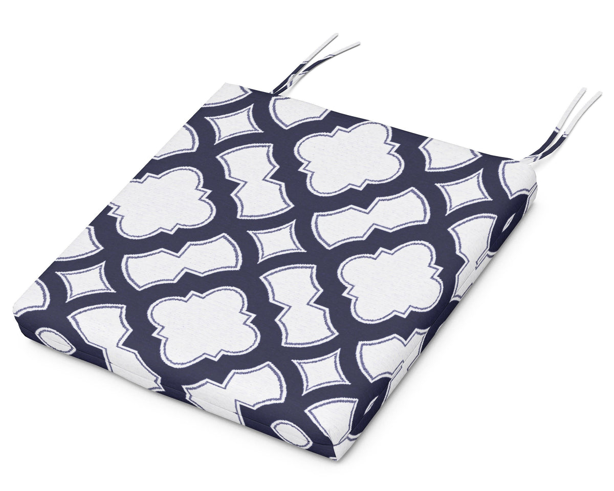 POLYWOOD Seat Cushion - 17.25"D x 22"W x 2.5"H in Trellis Navy