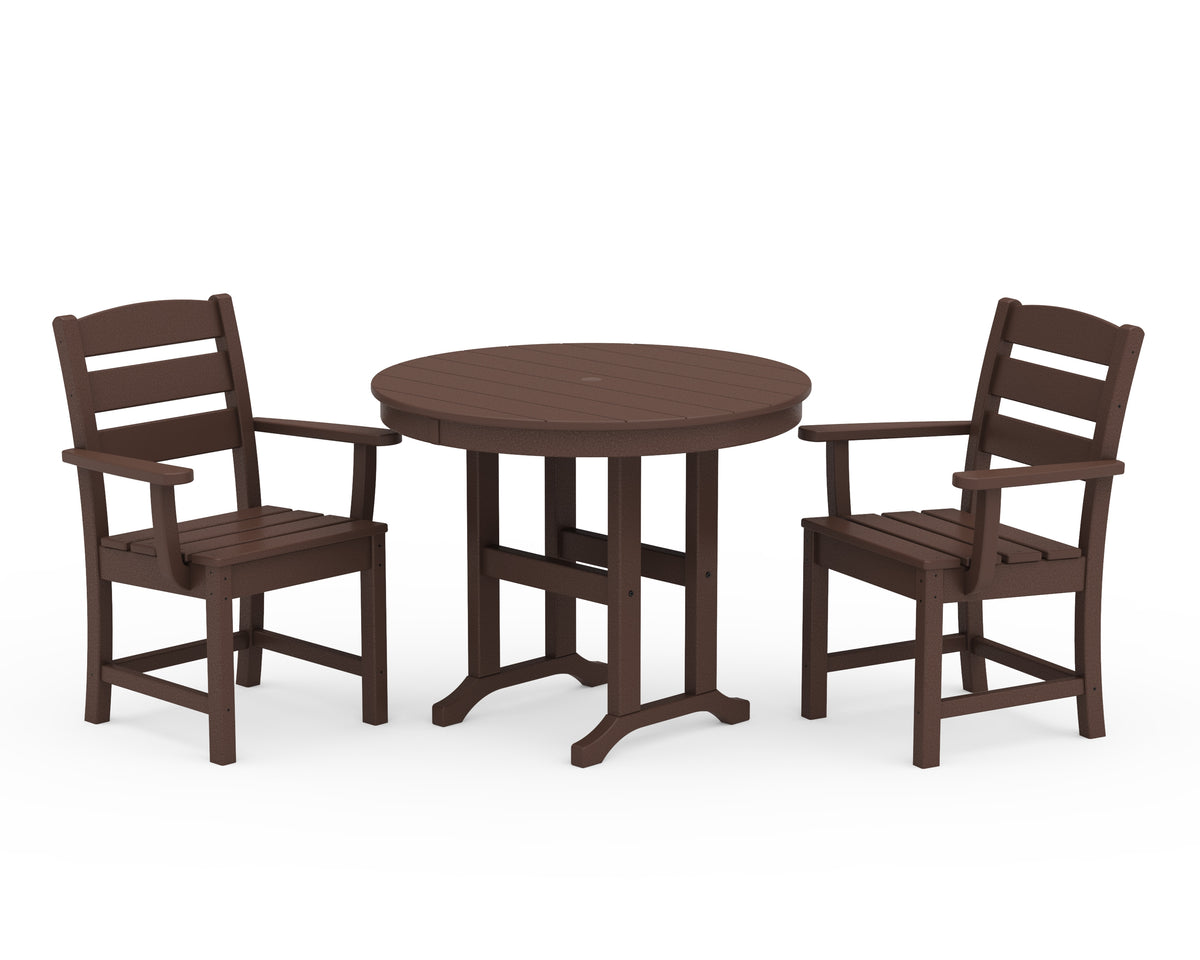 POLYWOOD Lakeside 3-Piece Round Dining Set in Mahogany