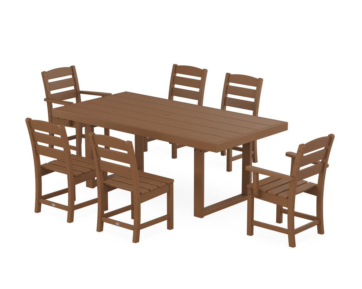POLYWOOD Lakeside 7-Piece Dining Set - 39" x 78" Table in Teak