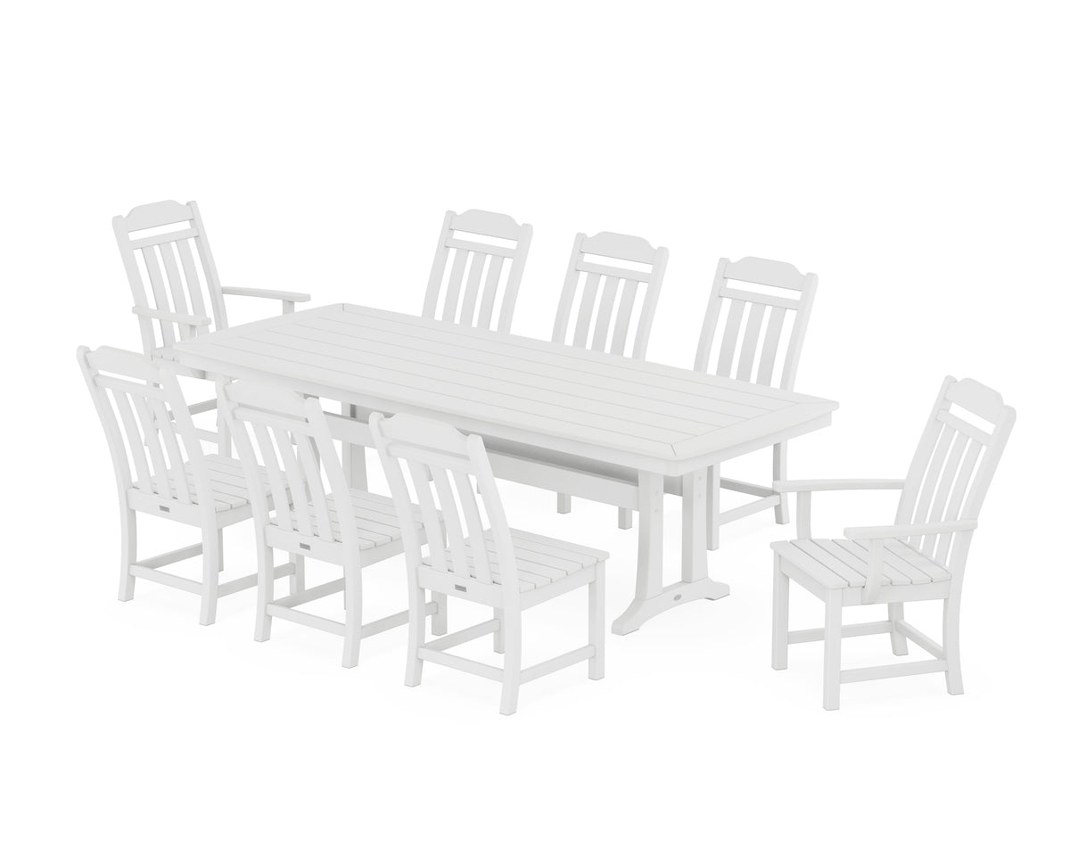 POLYWOOD Cottage 9-Piece Dining Set with Trestle Legs in White