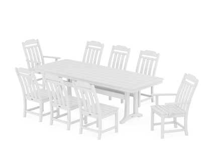 POLYWOOD Cottage 9-Piece Dining Set with Trestle Legs in White