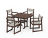 POLYWOOD EDGE Sling Arm Chair 5-Piece Farmhouse Dining Set in Mahogany / Birch