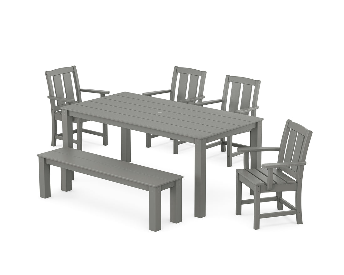POLYWOOD Mission 6-Piece Parsons Dining Set with Bench in Slate Grey