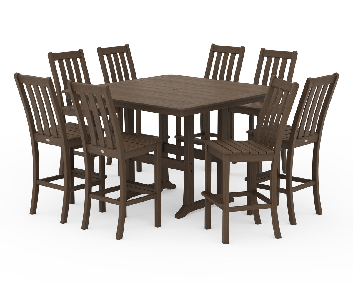 POLYWOOD Vineyard 9-Piece Nautical Trestle Bar Set in Kona