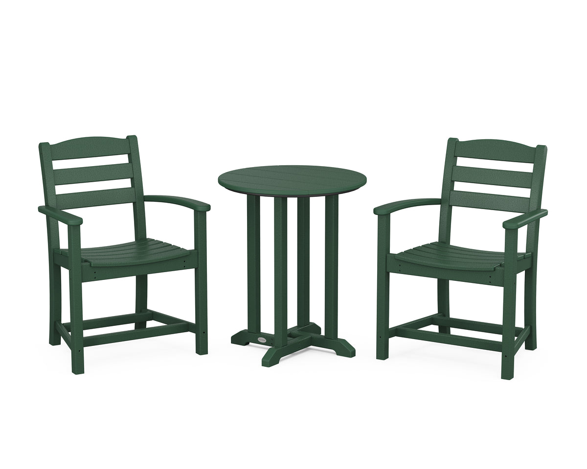 POLYWOOD La Casa Café 3-Piece Round Bistro Dining Set in Green