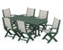 POLYWOOD Coastal Folding Arm Chair 7-Piece Dining Set in Green / Birch