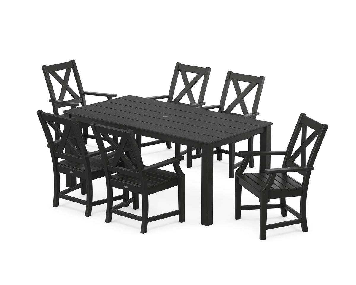 POLYWOOD Braxton Arm Chair 7-Piece Parsons Dining Set in Black