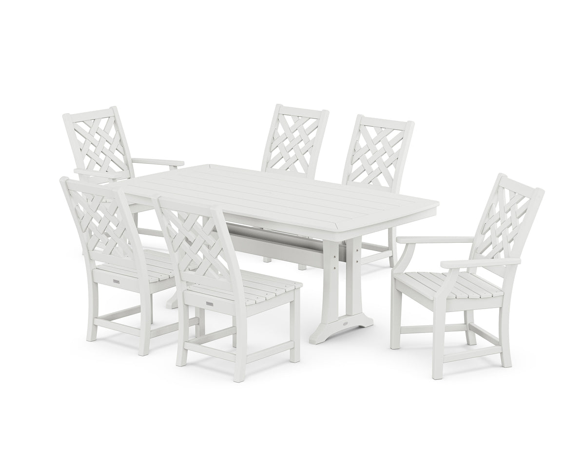 POLYWOOD Wovendale 7-Piece Dining Set with Trestle Legs in White