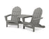 POLYWOOD Classic Oversized Adirondacks with Angled Connecting Table in Slate Grey