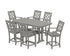 POLYWOOD Chinoiserie Arm Chair 7-Piece Counter Set with Trestle Legs in Slate Grey