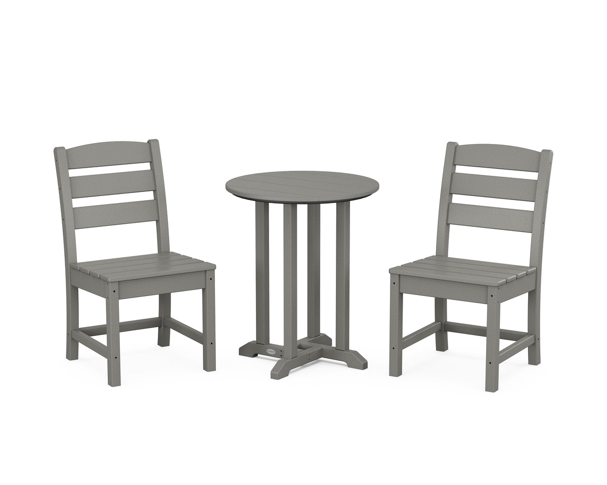 POLYWOOD Lakeside Side Chair 3-Piece Round Bistro Dining Set in Slate Grey
