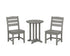 POLYWOOD Lakeside Side Chair 3-Piece Round Bistro Dining Set in Slate Grey