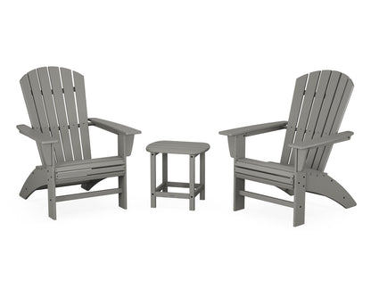 POLYWOOD Nautical 3-Piece Curveback Adirondack Set in Slate Grey