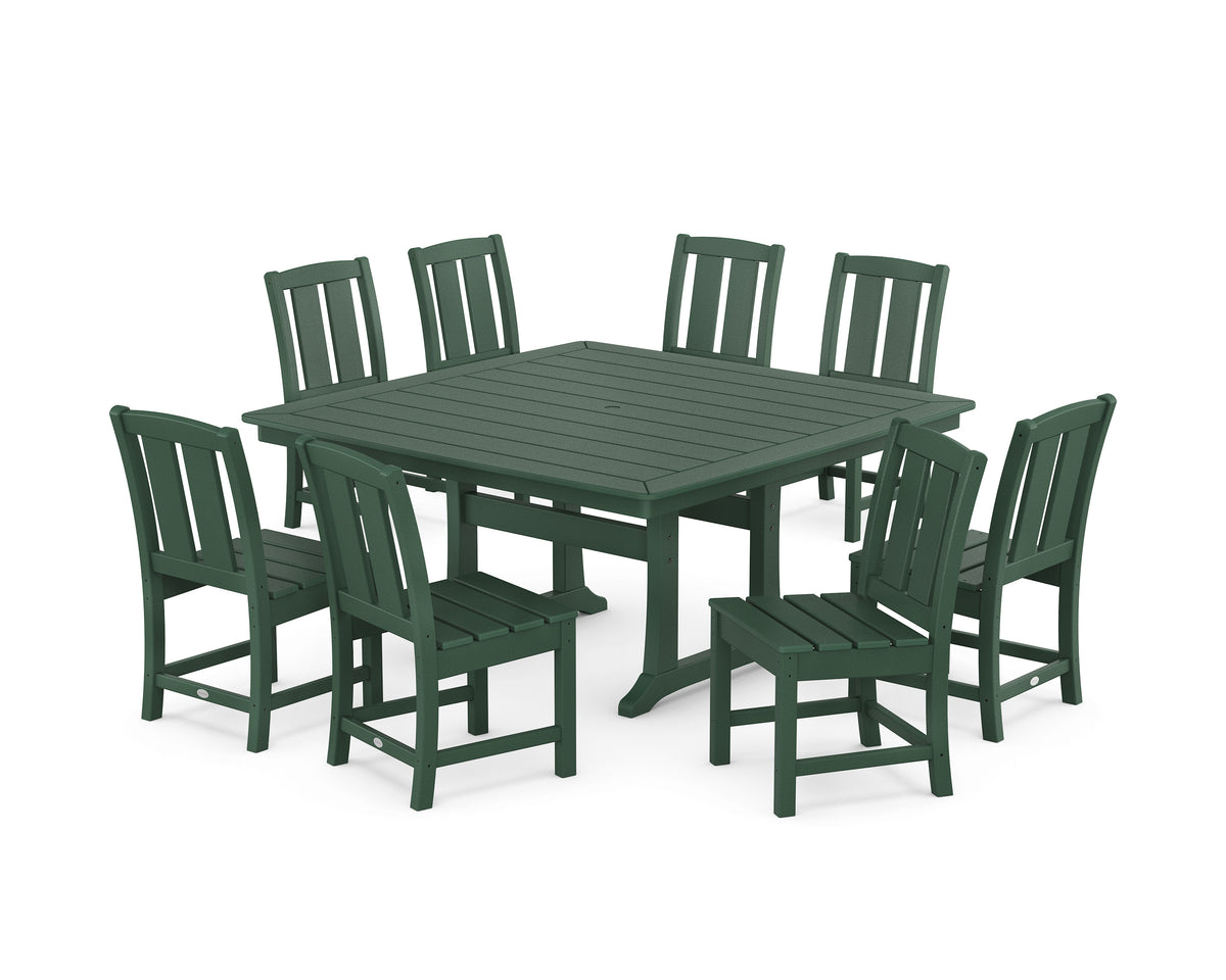 POLYWOOD Mission Side Chair 9-Piece Square Dining Set with Trestle Legs in Green