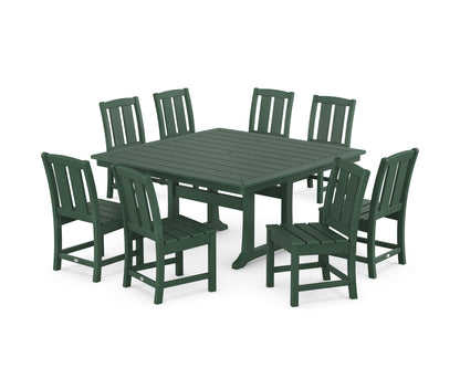 POLYWOOD Mission Side Chair 9-Piece Square Dining Set with Trestle Legs in Green