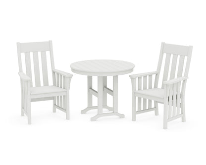 POLYWOOD Acadia 3-Piece Farmhouse Dining Set in Vintage White