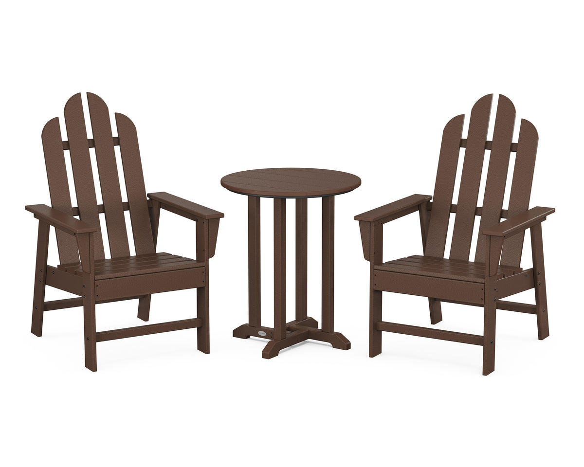 POLYWOOD Long Island 3-Piece Round Bistro Dining Set in Mahogany