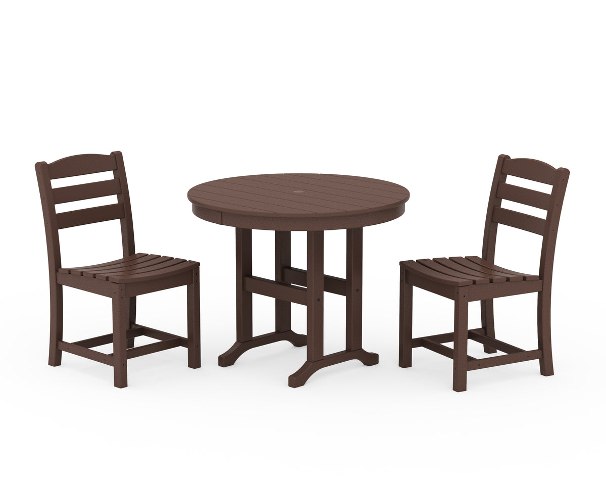 POLYWOOD La Casa Café Side Chair 3-Piece Round Dining Set in Mahogany