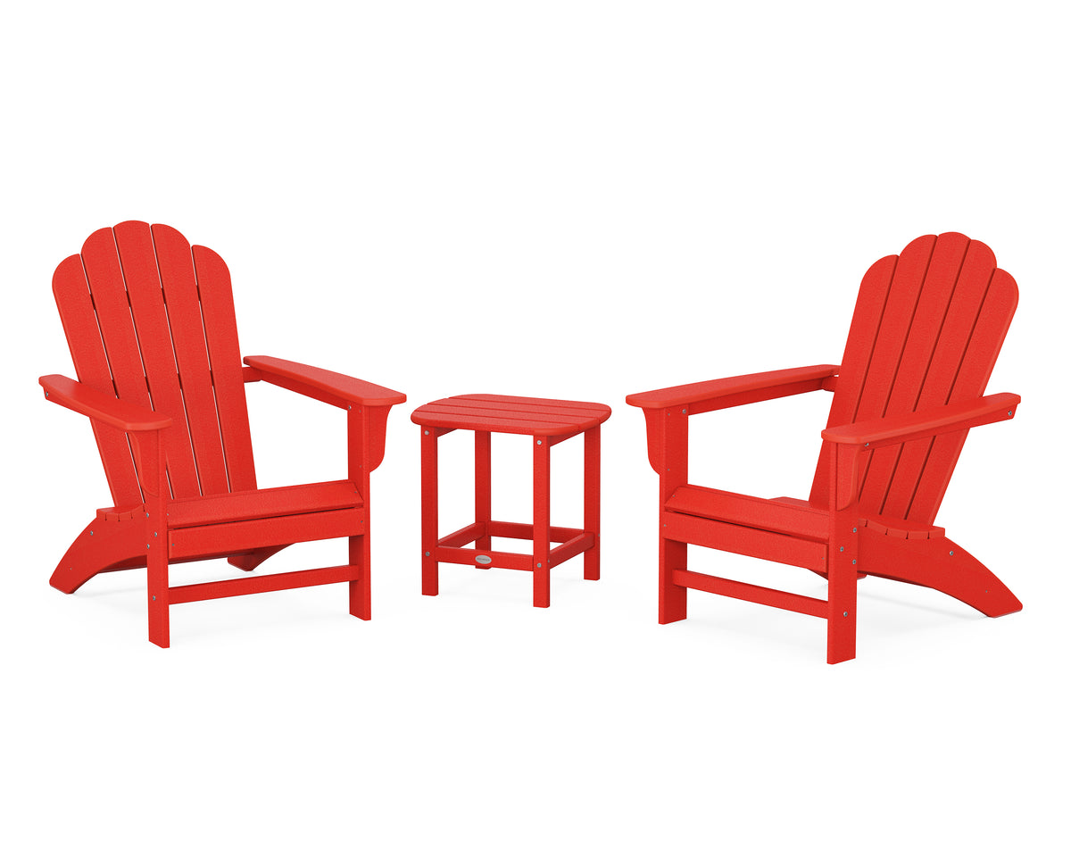POLYWOOD Country Living Cottage Adirondack Chair 3-Piece Set in Sunset Red