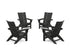 POLYWOOD 4-Piece Modern Grand Adirondack Chair Conversation Set in Black