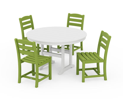 POLYWOOD La Casa Café Side Chair 5-Piece Round Farmhouse Dining Set in Lime / White