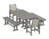 POLYWOOD Coastal 5-Piece Farmhouse Dining Set with Farmhouse 37" x 72" Dining Table in Slate Grey / Birch