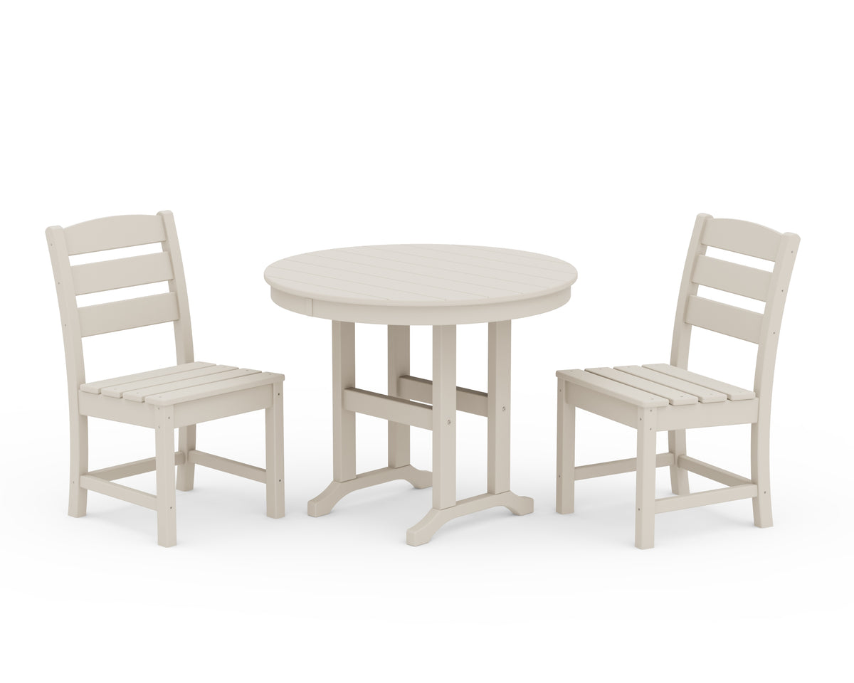 POLYWOOD Lakeside Side Chair 3-Piece Round Dining Set in Sand