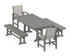 POLYWOOD Coastal 5-Piece Farmhouse Dining Set with Trestle Legs and Benches in Slate Grey / Birch