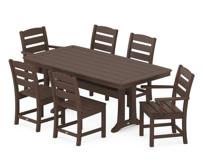 POLYWOOD Lakeside 7-Piece Dining Set with Trestle Legs in Mahogany