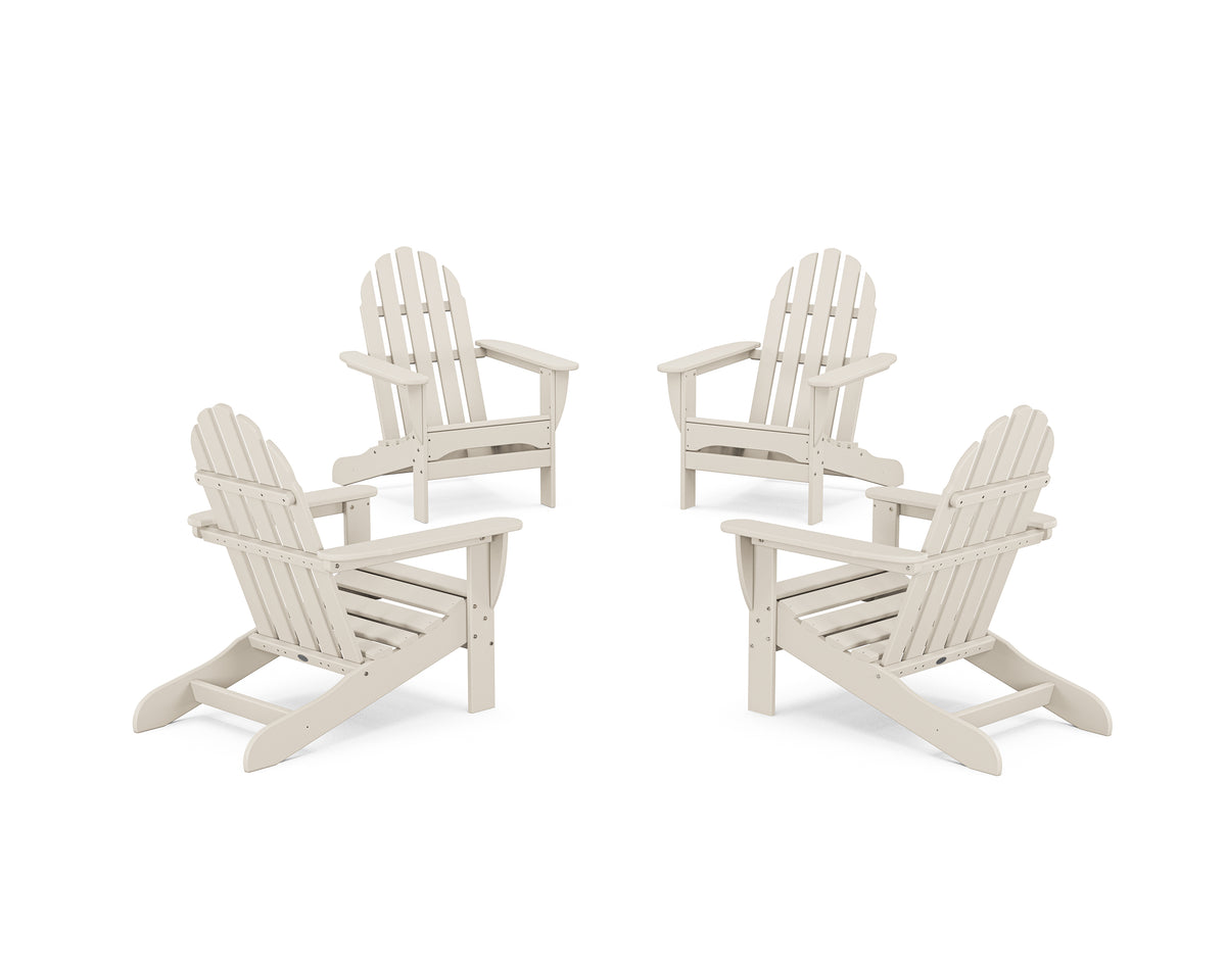 POLYWOOD 4-Piece Classic Adirondack Conversation Set in Sand