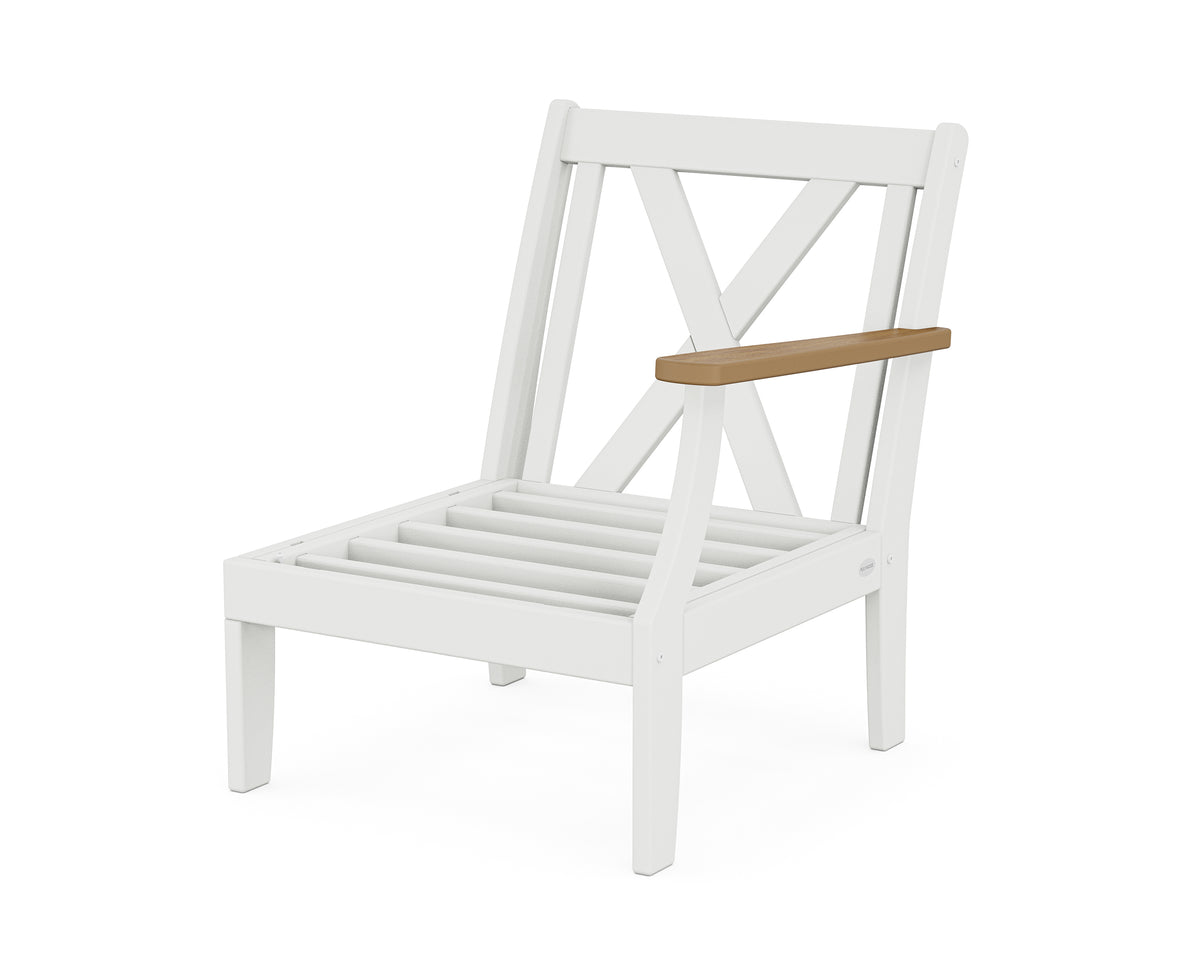 POLYWOOD Braxton Modular Right Arm Chair Frame in White / Natural