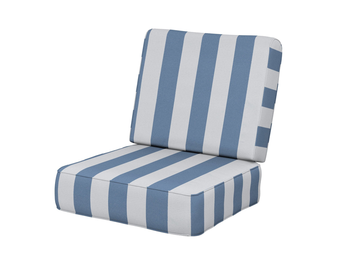 POLYWOOD Ateeva Harbour Seat and Back Cushion in Cabana Stripe Sky Blue