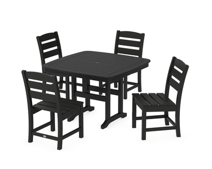 POLYWOOD Lakeside Side Chair 5-Piece Dining Set with Trestle Legs - 44" Table in Black