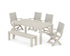 POLYWOOD Coastal Folding Chair 6-Piece Parsons Dining Set with Bench in Sand / Birch