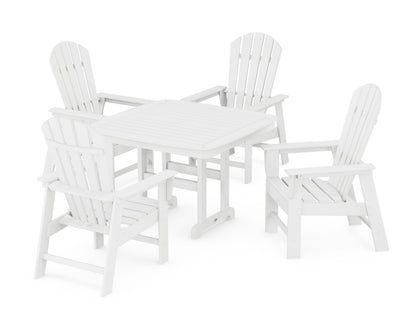 POLYWOOD South Beach 5-Piece Dining Set with Trestle Legs - 44" Table in White
