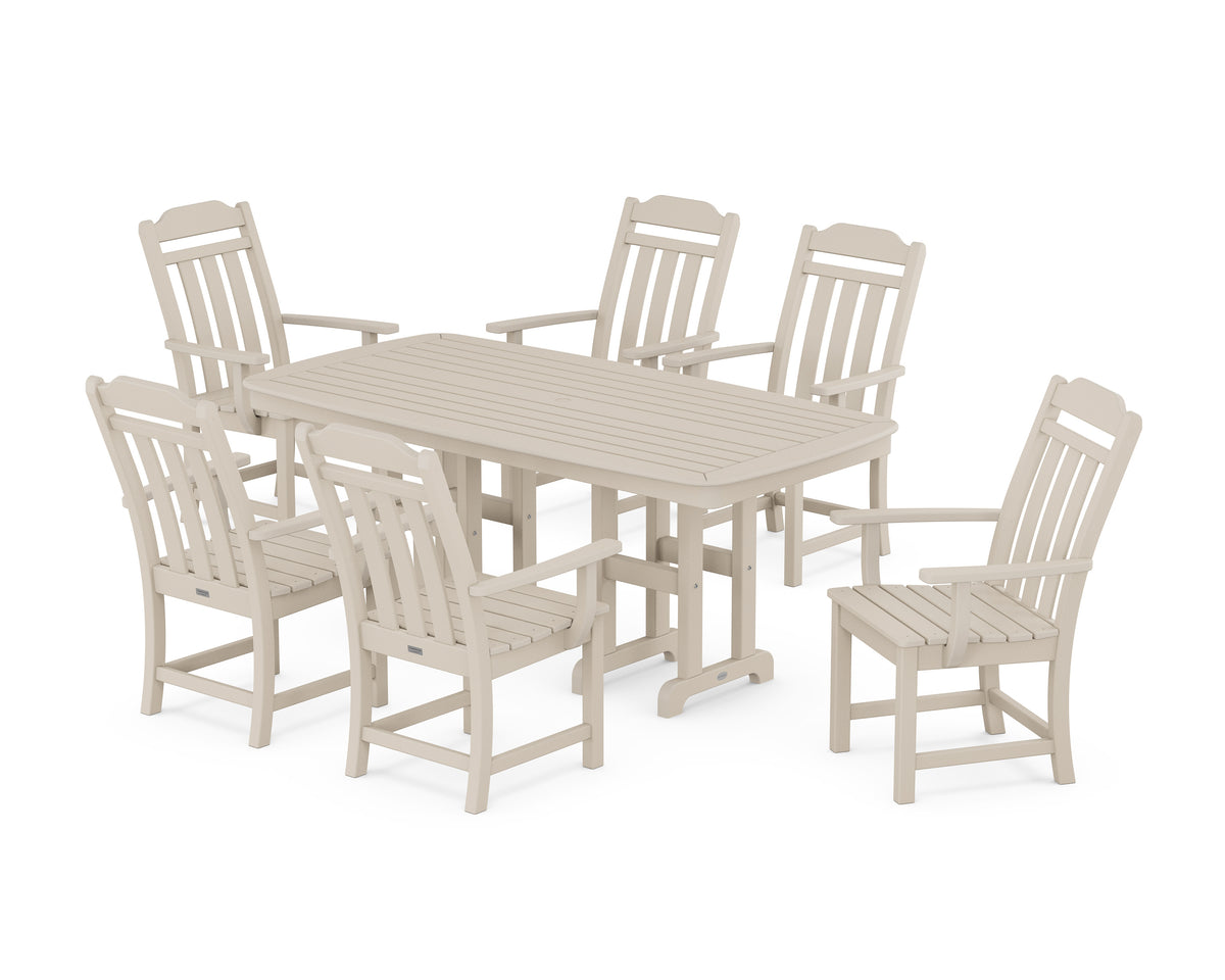 POLYWOOD Cottage Arm Chair 7-Piece Dining Set in Sand