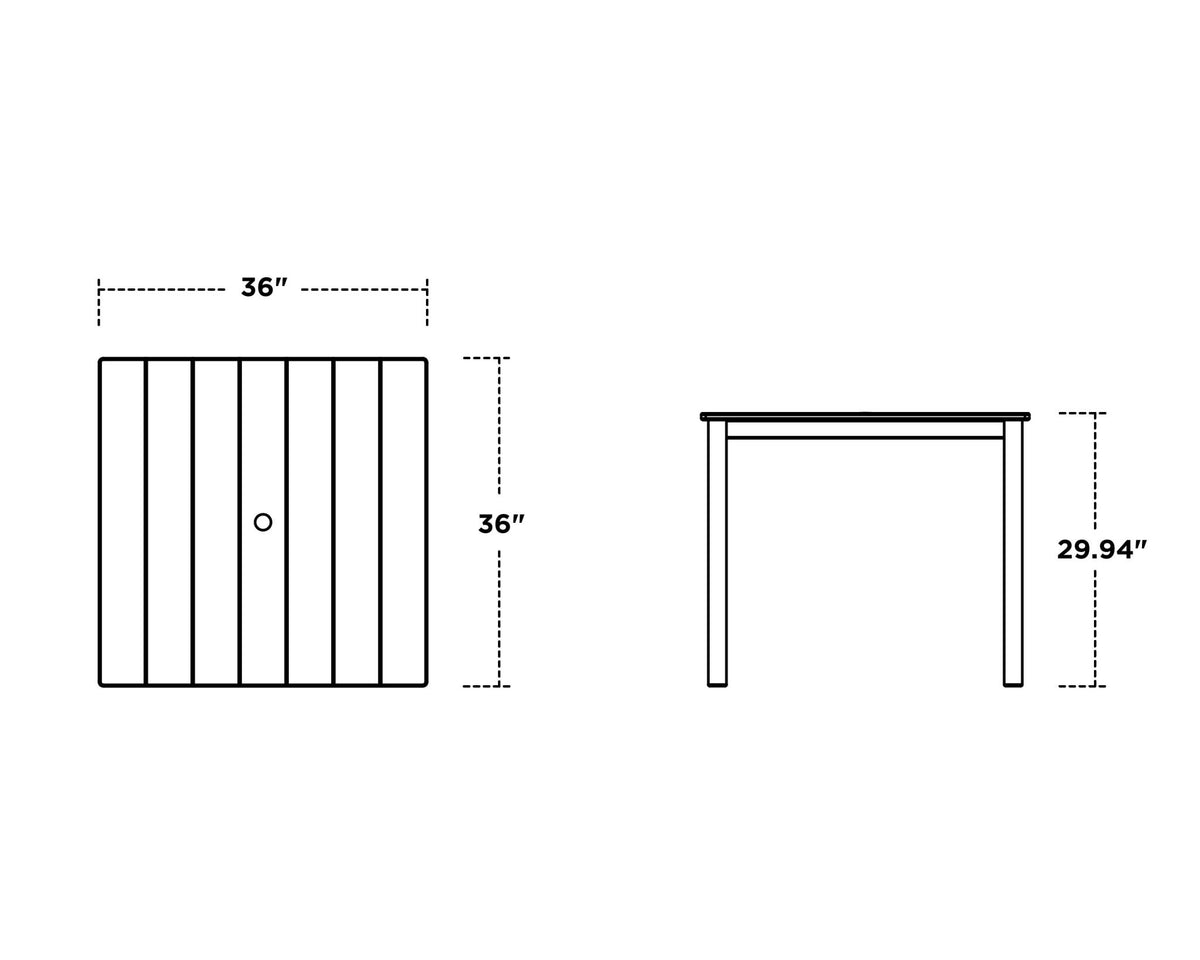 POLYWOOD Main Street 36" x 36" Dining Table dimensions