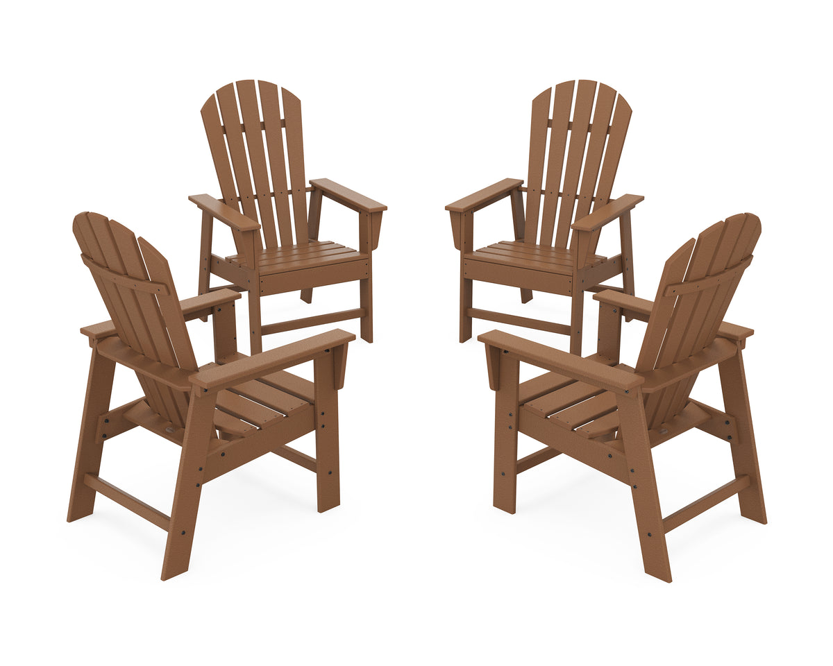POLYWOOD 4-Piece South Beach Casual Chair Conversation Set in Teak