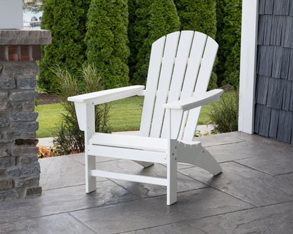 Lifestyle photo of the POLYWOOD Nautical Adirondack Chair in White