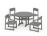 POLYWOOD EDGE Side Chair 5-Piece Round Dining Set with Trestle Legs in Slate Grey